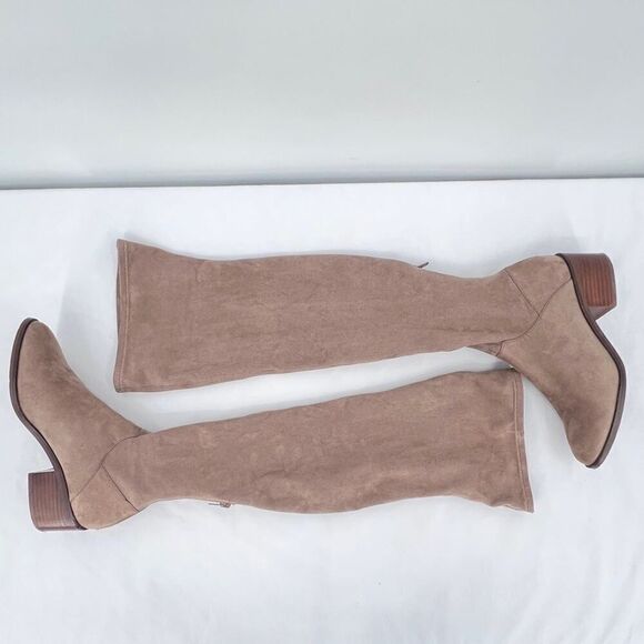 Steve Madden Gabbie Tan Vegan Suede Stretch Over The Knee Block Heel Boots 7.5 - Picture 5 of 13